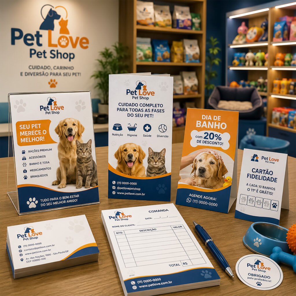 Impressos em geral para Pet Shop.