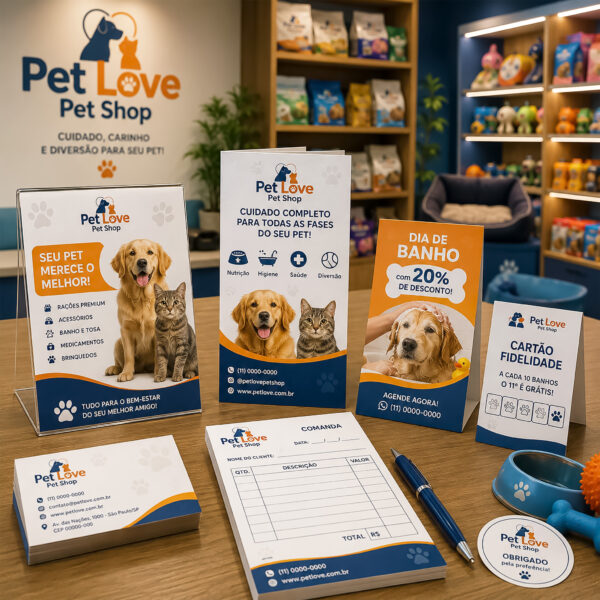 Impressos em geral para Pet Shop.
