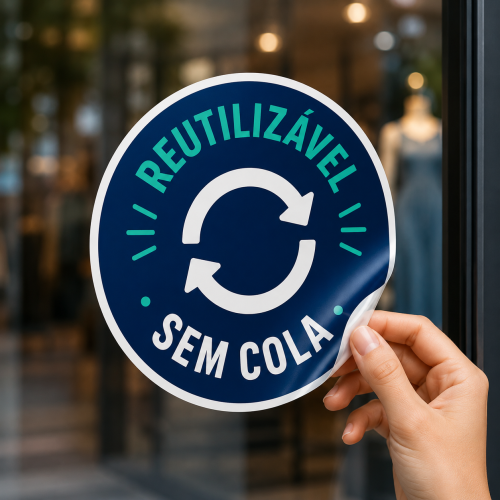 Adesivo reutilizável para vitrines.